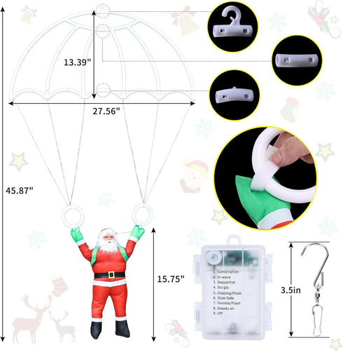 LED Christmas Parachute Lights with Santa Claus